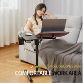 Adjustable Overbed Bedside Table - Rolling Laptop Desk with Tilting Desktop - Himpall